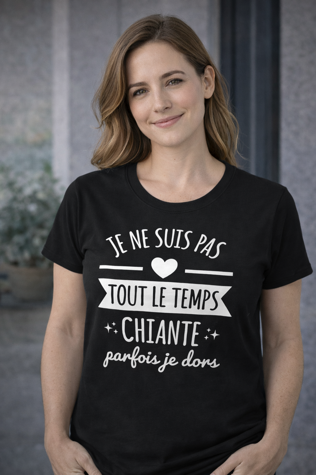 T shirt humour femme noir flocage blanc